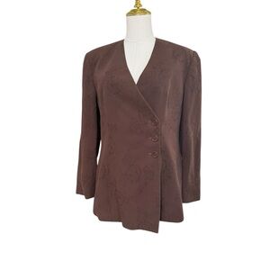 Giorgio Armani Vintage Brown Asymmetrical Wrap Blazer Made in Italy
